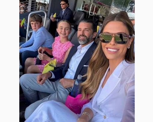 Donald Trump Jr. and Bettina attended the World Cup final, drawing attention with their outfits and familial bonds. (Instagram) Donald Trump Jr. and Bettina attended the World Cup final, drawing attention with their outfits and familial bonds. (Instagram)