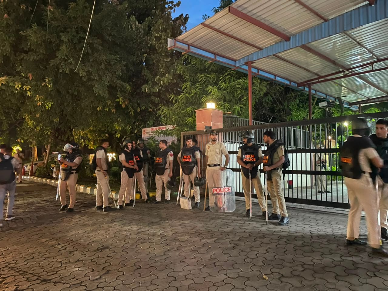 Preparations at police headquarters ahead of CJP protest March (Gargi/HT) Preparations at police headquarters ahead of CJP protest March (Gargi/HT)