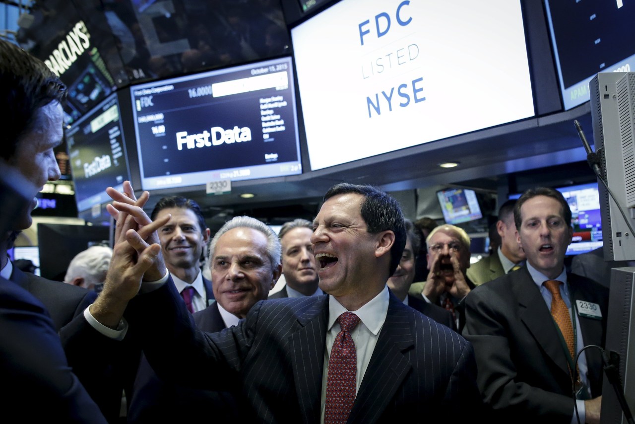 Bisignano celebrated First Data’s initial public offering at the New York Stock Exchange in 2015. Bisignano celebrated First Data’s initial public offering at the New York Stock Exchange in 2015.