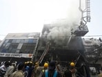 A massive fire gutted a three-floor commercial building housing an animation centre in Lucknow on June 22. (File Photo)
