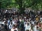 People in large numbers gather at Jantar Mantar supporting the CJP protest.
