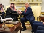 President Donald Trump with Saudi Arabia's Crown Prince Mohammed bin Salman in the Oval Office of the White House