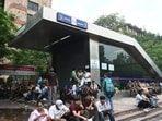 New Delhi, India - July 20, 2026:Janpath Metro station closed amid heightened security as supporters of the Cockroach Janata Party (CJP) stage a protest.(Arvind Yadav/ Hindustan Times)