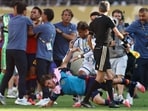 Leandro Paredes clashes with Gavi during the 2026 World Cup final.