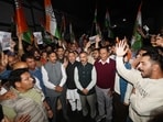 Himachal Pradesh chief minister Sukhvinder Singh Sukhu along with other Congress leaders during a protest in Shimla on Tuesday. (Deepak Sansta/HT) Himachal Pradesh chief minister Sukhvinder Singh Sukhu along with other Congress leaders during a protest in Shimla on Tuesday. (Deepak Sansta/HT)