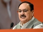 Union minister JP Nadda holds press conference in New Delhi amid CJP protest against exam paper leaks.