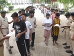 Candidates appear for the NEET-UG examination. TVK demanded that the medical entrance test be scrapped.(Santosh Kumar/Hindustan Times))