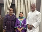Newly elected Abohar MC mayor Pooja Wadhwa with former Punjab BJP chief Sunil Jakhar on Tuesday. (HT Photo)
