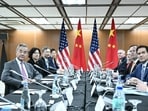Secretary of State Marco Rubio, right, takes part in a bilateral meeting with China's Foreign Minister Wang Yi, left, on the sidelines of the Association of Southeast Asian Nations (ASEAN) Foreign Ministers' Meeting in Pasay, 