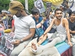 Protesters described the stir as what they called an “indiscriminate” and “unwarranted” lathicharge on unarmed demonstrators; injuries seen on some of the protesters. (Sanchit Khanna/HT Photo)