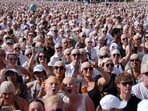 ‘The Bald-Es’ gather in Hyde Park, London, ahead of the concert this month.