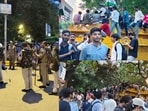 The situation became tense near Park Hotel on Sansad Marg, where the crowd turned unruly and tear gas shells were fired.
