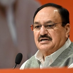 Union minister JP Nadda holds press conference in New Delhi amid CJP protest against exam paper leaks.