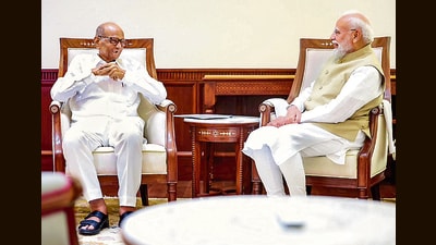 **EDS: THIRD PARTY IMAGE** In this image received on July 22, 2026, Prime Minister Narendra Modi interacts with NCP (SP) President Sharad Pawar during a meeting, at Parliament House, in New Delhi. (Handout via PTI Photo)(PTI07_22_2026_000060B) (Handout) **EDS: THIRD PARTY IMAGE** In this image received on July 22, 2026, Prime Minister Narendra Modi interacts with NCP (SP) President Sharad Pawar during a meeting, at Parliament House, in New Delhi. (Handout via PTI Photo)(PTI07_22_2026_000060B) (Handout)