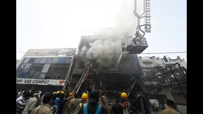 A massive fire gutted a three-floor commercial building housing an animation centre in Lucknow on June 22. (File Photo) A massive fire gutted a three-floor commercial building housing an animation centre in Lucknow on June 22. (File Photo)