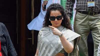 BJP MP Kangana Ranaut at Parliament House during the monsoon session in New Delhi. (that I)