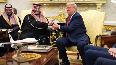 President Donald Trump with Saudi Arabia's Crown Prince Mohammed bin Salman in the Oval Office of the White House (AP) President Donald Trump with Saudi Arabia's Crown Prince Mohammed bin Salman in the Oval Office of the White House (AP)