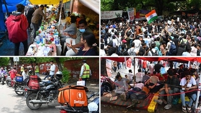 People come in large numbers to Jantar Mantar with packets of water, soft drinks, home-cooked meals, bananas, medicines, potato chips and biscuits. (HT Photos) People come in large numbers to Jantar Mantar with packets of water, soft drinks, home-cooked meals, bananas, medicines, potato chips and biscuits. (HT Photos)