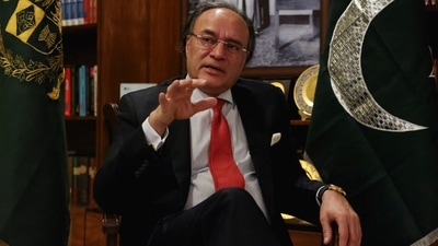 Pakistan Finance Minister Muhammad Aurangzeb. Pakistan has sought a $10 billion exchange stabilisation facility from the United States (REUTERS)