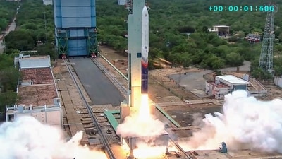 In this screengrab from a video posted on July 18, 2026, the Vikram-1 Test Flight-1 (Mission Aagaman), India's first private orbital rocket launch, lifts off from the Satish Dhawan Space Centre, in Sriharikota, Andhra Pradesh (@skyrootaerospaceofficial/X)