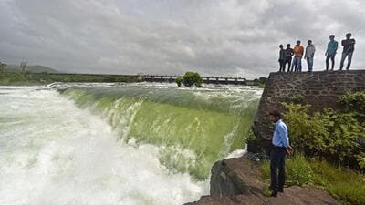 Pune, India - July 22, 2017:People visit Khadakwasla Dam after 14 thousand cusec water was released from the dam in Pune, India, on Saturday, July 22, 2017. (Photo by Pratham Gokhale/ Hindustan Times) (Pratham Gokhale/HT PHOTO)