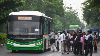 The city bus service, launched on June 12, currently operates a fleet of 50 electric buses connecting key parts of Noida with the Noida International Airport in Jewar. (HT Archive) The city bus service, launched on June 12, currently operates a fleet of 50 electric buses connecting key parts of Noida with the Noida International Airport in Jewar. (HT Archive)