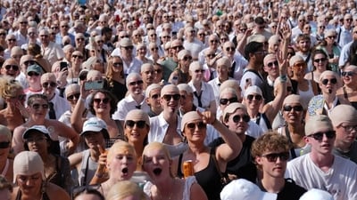 ‘The Bald-Es’ gather in Hyde Park, London, ahead of the concert this month.