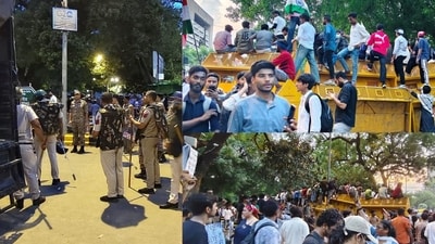 The situation became tense near Park Hotel on Sansad Marg, where the crowd turned unruly and tear gas shells were fired. (HT Photo by Snehil Sinha)