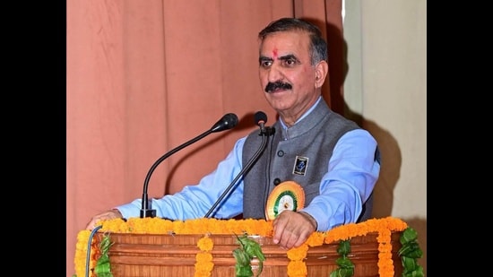 Himachal Pradesh chief minister Sukhvinder Singh Sukhu during 57th Foundation Day celebrations of Himachal Pradesh University on Wednesday. (HT Photo)