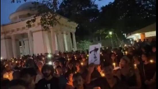 Protesters gathered at Azad Maidan on Wednesday evening in solidarity with the on-going protests in New Delhi. (X/ @CJP_is_back)