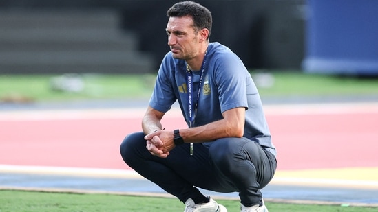 Argentina's head coach Lionel Scaloni reacts after losing the 2026 World Cup football tournament final match between Spain and Argentina