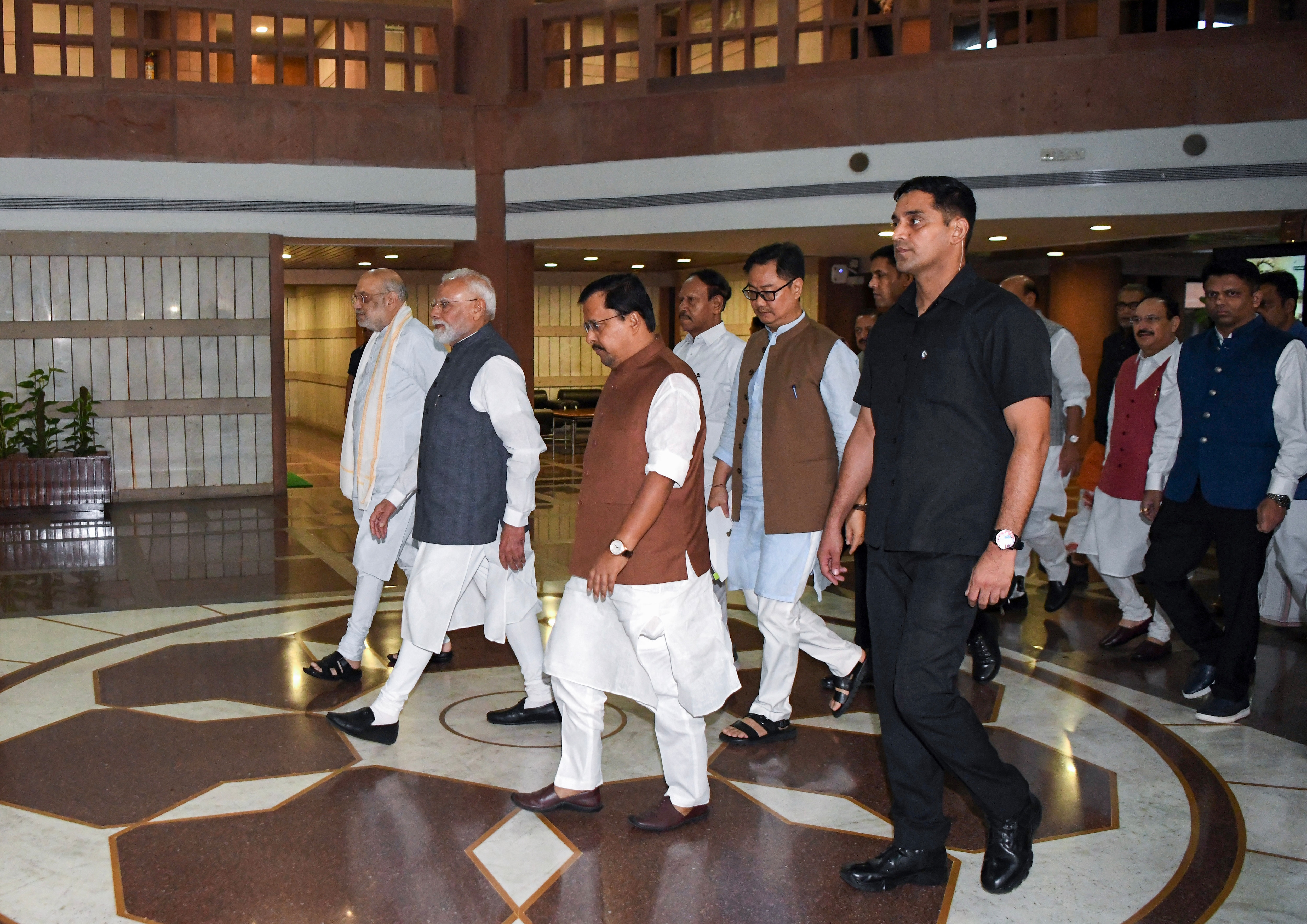 New Delhi, Jul 21 (ANI): Prime Minister Narendra Modi with Union Home Minister Amit Shah, BJP National President Nitin Nabin, Union Minister of Parliamentary Affairs Kiren Rijiju, and other NDA leaders after the National Democratic Alliance (NDA) Parliamentary Party Meeting, 'Mangal Milan,' at the G.M.C. Balayogi Auditorium, Parliament Library Building, in New Delhi on Tuesday. (ANI Photo/Rahul Singh) (Rahul Singh) New Delhi, Jul 21 (ANI): Prime Minister Narendra Modi with Union Home Minister Amit Shah, BJP National President Nitin Nabin, Union Minister of Parliamentary Affairs Kiren Rijiju, and other NDA leaders after the National Democratic Alliance (NDA) Parliamentary Party Meeting, 'Mangal Milan,' at the G.M.C. Balayogi Auditorium, Parliament Library Building, in New Delhi on Tuesday. (ANI Photo/Rahul Singh) (Rahul Singh)