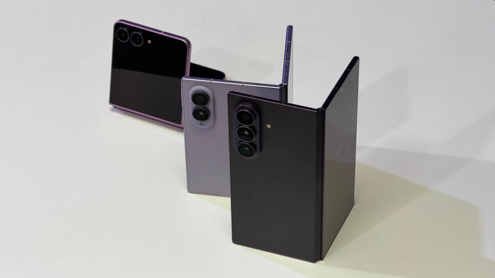 Samsung Galaxy Z Fold8 Ultra, Fold8 and Flip 8 smartphones. (R to L) (HT)