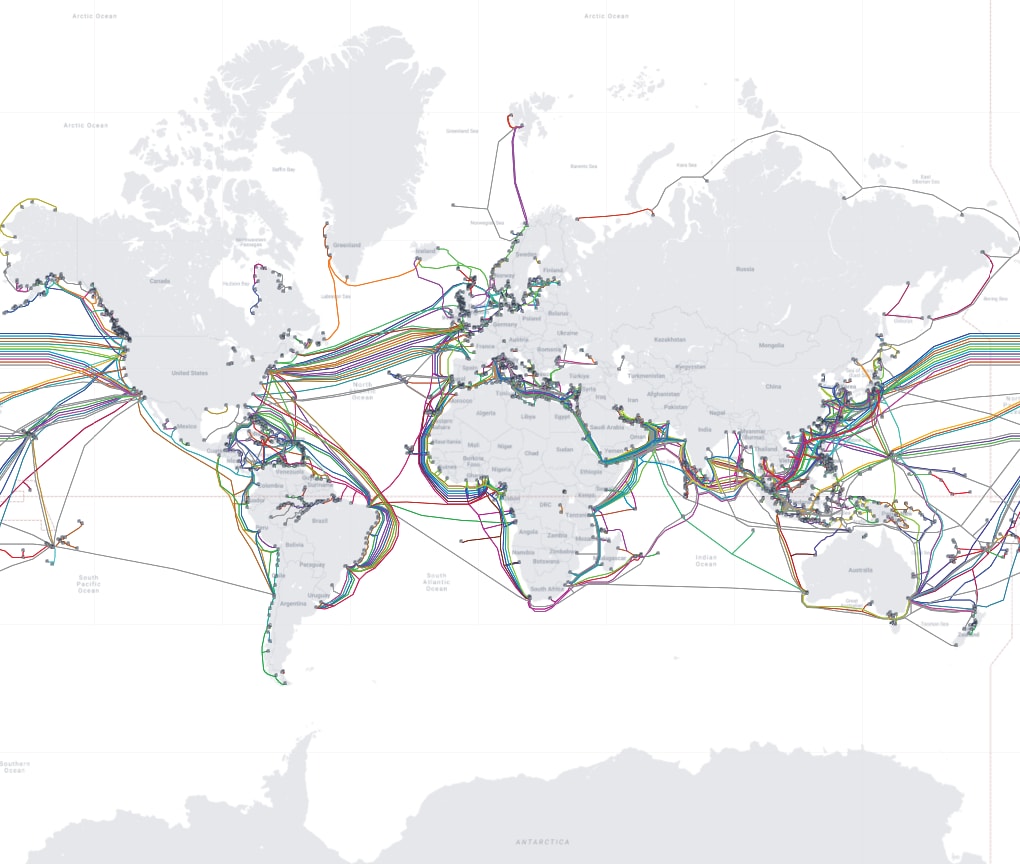 The map of undersea cables world over (Courtesy: Telegeography/screenshot)