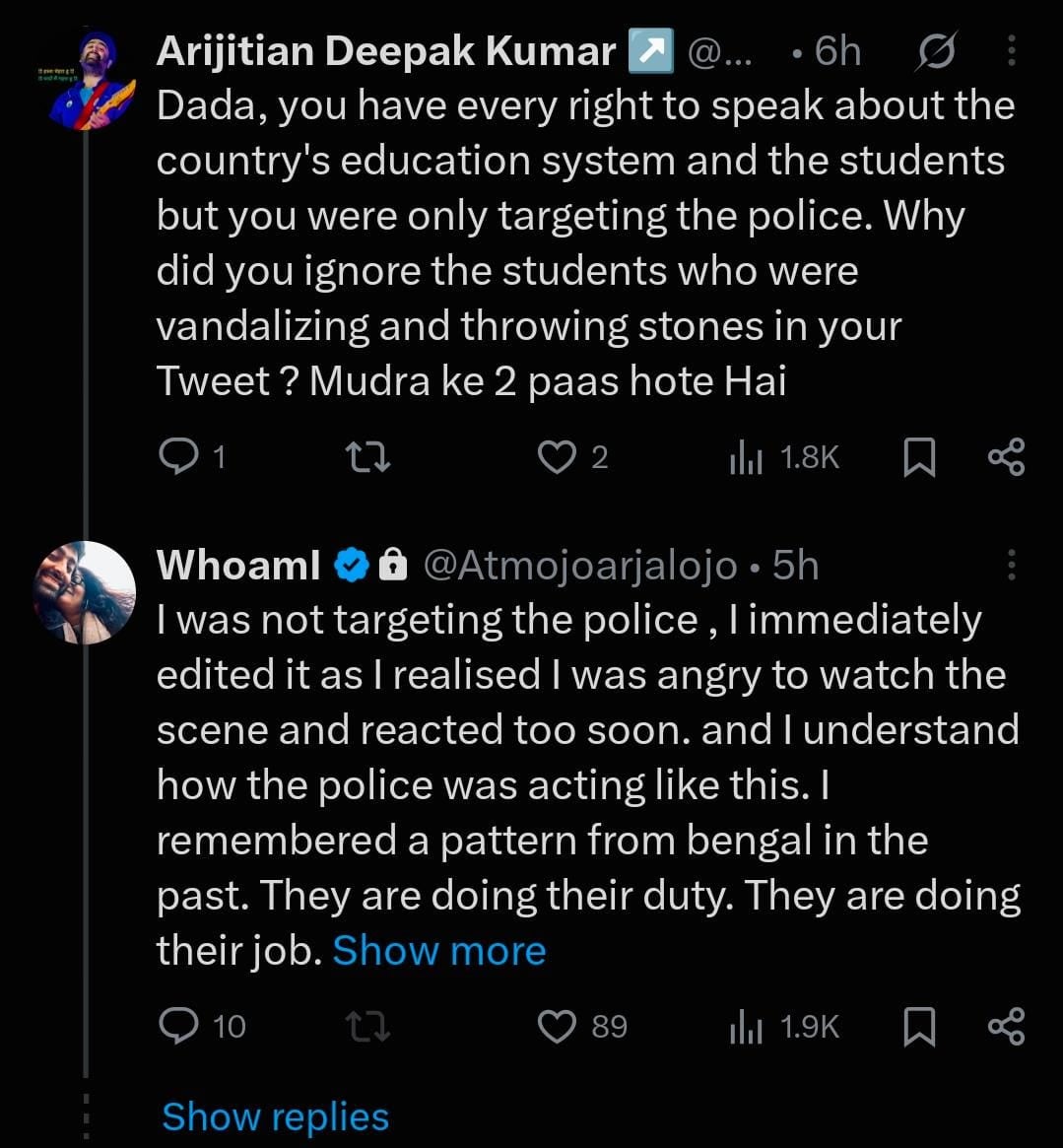 অরিজিতের জবাব।