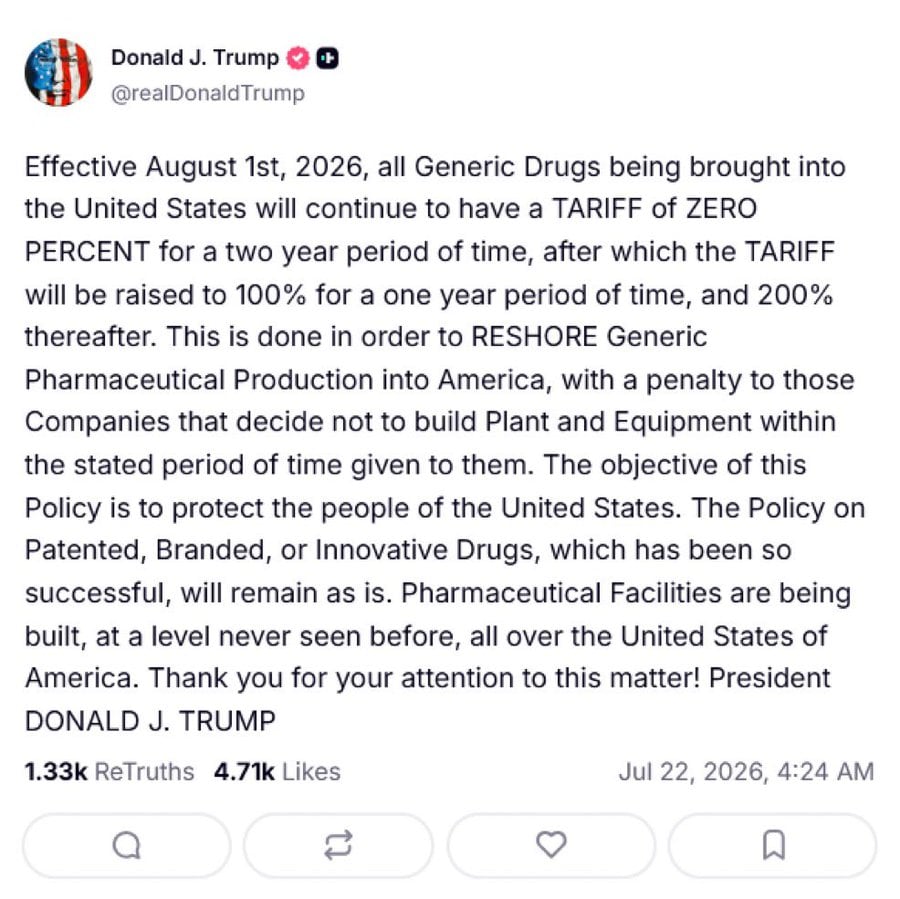 Trump's post on Truth social Trump's post on Truth social