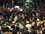 Heavy police force deployed as protesters in large numbers continue their protest in support of the CJP.