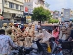 Barnala deputy superintendent of police (DSP) Satvir Singh said protesters pelted police personnel with stones, empty coconut shells, and trash. (HT)