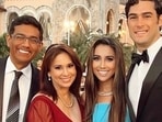 Brandon Gill with his wife Danielle D'Souza and her parents, Dinesh D'Souza (L) and his wife.