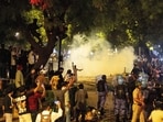 A damaged car was parked outside Jantar Mantar in New Delhi. CJP questioned why Delhi Police allegedly placed the vehicle near the protest site.