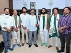Jharkhand CM Hemant Soren in a group picture with directors and artists from the state, after the inauguration of the Jharkhand Film and Television Institute, in Ranchi, Wednesday.