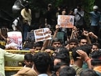Protesters at Jantar Mantar, New Delhi, on Wednesday. (Vipin Kumar/Hindustan Times)