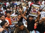 Students and protesters gather in New Delhi, demanding the resignation of union education minister Dharmendra Pradhan Students and protesters gather in New Delhi, demanding the resignation of union education minister Dharmendra Pradhan