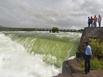 Pune, India - July 22, 2017:People visit Khadakwasla Dam after 14 thousand cusec water was released from the dam in Pune, India, on Saturday, July 22, 2017. (Photo by Pratham Gokhale/ Hindustan Times) (Pratham Gokhale/HT PHOTO)