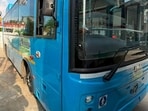 Six charging points at the Sector 10 depot can charge 12 buses simultaneously in about 30 minutes, officials said. (HT)