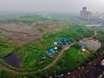 The 15-acre lease area still contains 250,000-300,000 metric tonnes of legacy waste, which will have to be removed and processed before the land can be utilised. (Praful Gangurde/HT Photo)