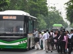 The city bus service, launched on June 12, currently operates a fleet of 50 electric buses connecting key parts of Noida with the Noida International Airport in Jewar. (HT Archive)