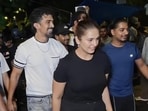 Huma Qureshi and Saqib Saleem at Jantar Mantar.