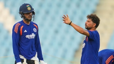 Shubman Gill and Gautam Gambhir don't appear to have much faith in Kuldeep Yadav. (AP Photo/Manish Swarup) Shubman Gill and Gautam Gambhir don't appear to have much faith in Kuldeep Yadav. (AP Photo/Manish Swarup)