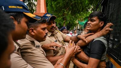 Mumbai, India. July 23, 2026 - Mumbai police detained students and Cockroach Janta Party supporters during protests at Shivaji Park in Dadar. Students and supporters of the Cockroach Janta Party gathered at Shivaji Park in Dadar to show solidarity with the CJP's protest in Delhi. Mumbai, India. July 23, 2026. (Photo by Raju Shinde/HT Photo) (Raju Shinde) Mumbai, India. July 23, 2026 - Mumbai police detained students and Cockroach Janta Party supporters during protests at Shivaji Park in Dadar. Students and supporters of the Cockroach Janta Party gathered at Shivaji Park in Dadar to show solidarity with the CJP's protest in Delhi. Mumbai, India. July 23, 2026. (Photo by Raju Shinde/HT Photo) (Raju Shinde)